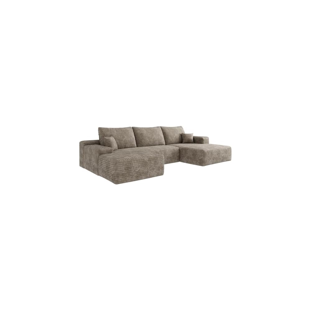107" Corduroy Modular Sectional Sofa, Free Combination Sleeper Sofa with High‑Resilience Foam, Ergonomic Boneless Lounge Couch for Living Space, Camel