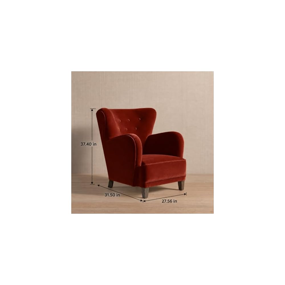 Comfortable Velvet Chair, Rust Single Seater for Living Room & Bedroom