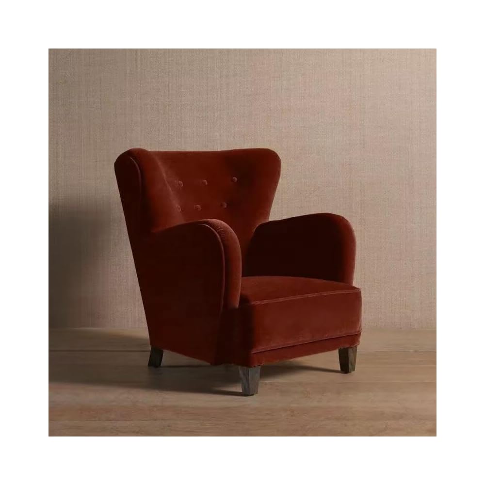 Comfortable Velvet Chair, Rust Single Seater for Living Room & Bedroom