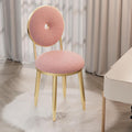 Vanity Chair for Makeup Room - Lambswool Vanity Stool Midcentury Modern Accent Chair with Backrest Velvet Chair with Gold Legs - for Living Room Bedroom (Color : Pink)
