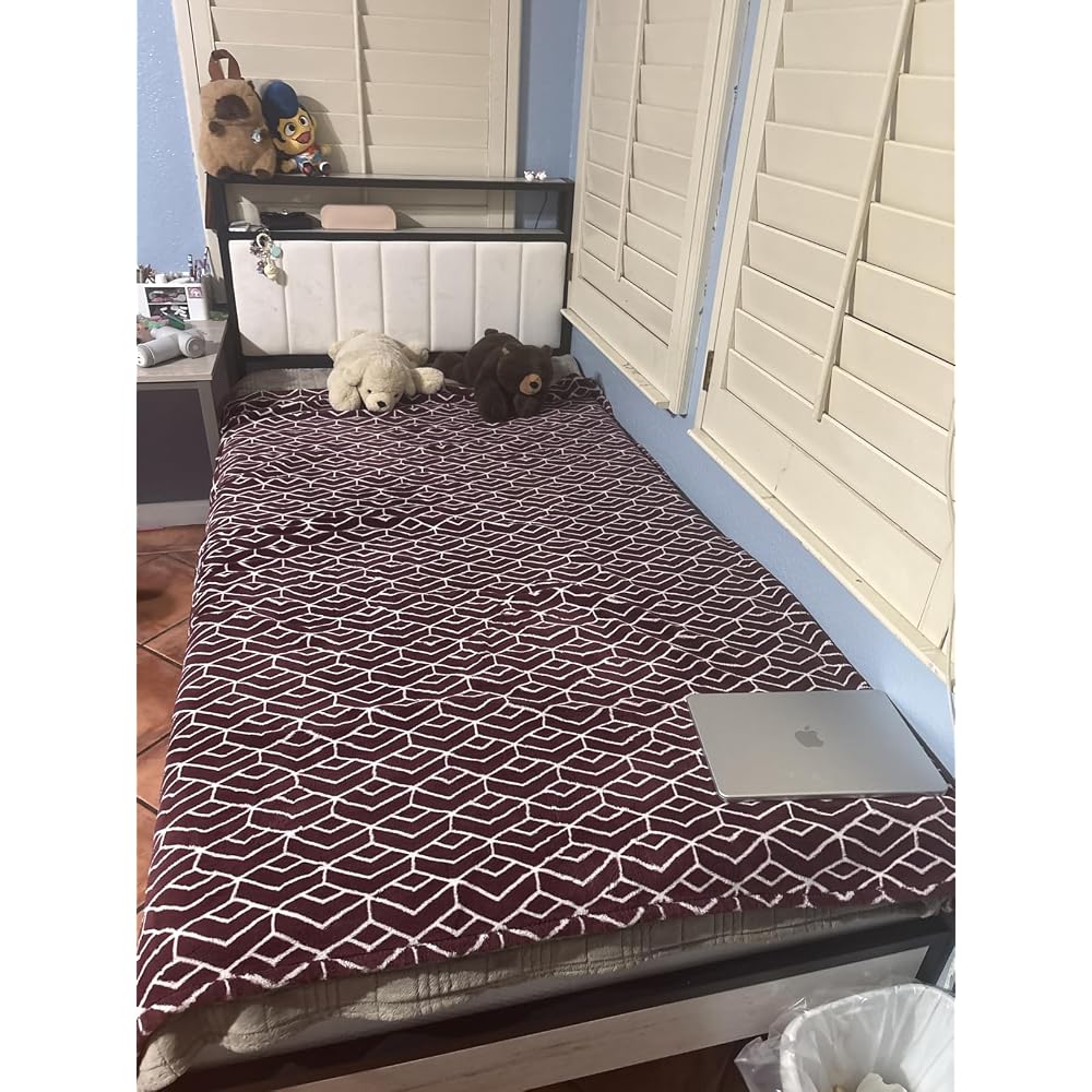 AMERLIFE King Bed Frame with LED Lights & 2-Tier Storage Headboard