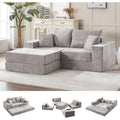 79" Boneless Loveseat Sofa Couch, Modular Foldable Floor Cloud Sofa with Ottoman, Lounge Convertible Sofa Bed for Living Room, No Assembly, Chenille Light Grey