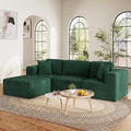 Boneless Couch, 107" Corduroy Cloud Sectional Couch with Ottoman, Green